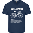 Cyclopath Funny Cycling Bicycle Cyclist Mens V-Neck Cotton T-Shirt Navy Blue