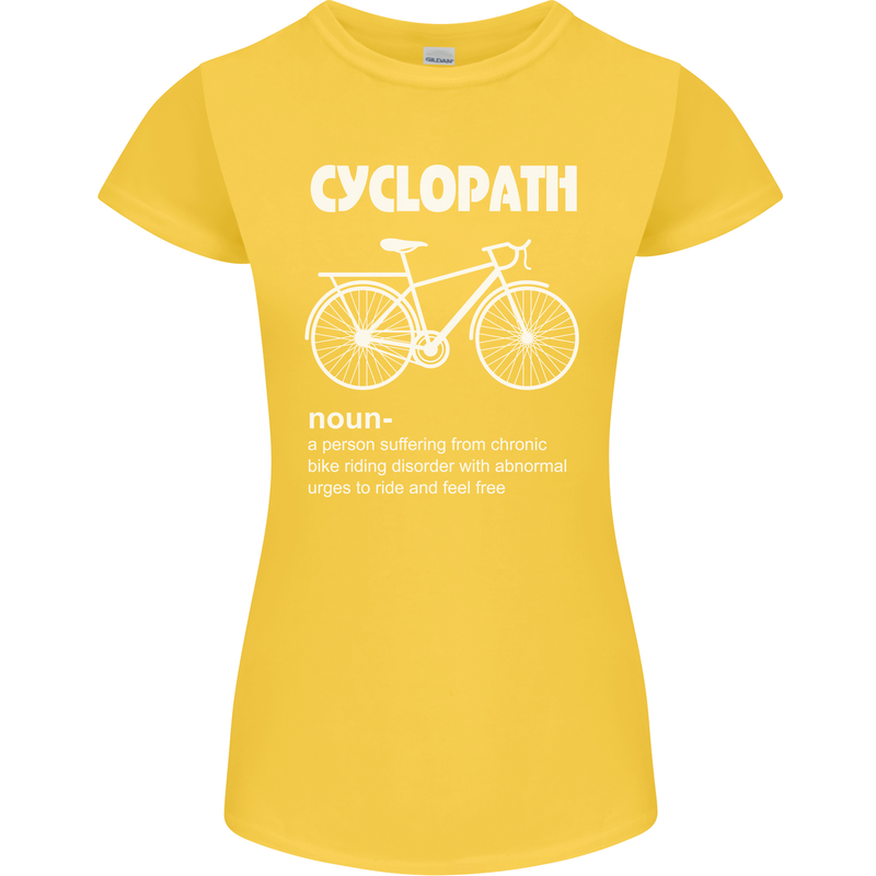 Cyclopath Funny Cycling Bicycle Cyclist Womens Petite Cut T-Shirt Yellow