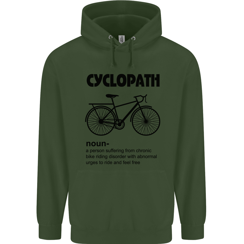 Cyclopath Funny Cycling Cyclist Bicycle Mens 80% Cotton Hoodie Forest Green