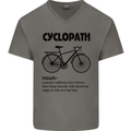 Cyclopath Funny Cycling Cyclist Bicycle Mens V-Neck Cotton T-Shirt Charcoal