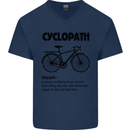 Cyclopath Funny Cycling Cyclist Bicycle Mens V-Neck Cotton T-Shirt Navy Blue