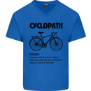 Cyclopath Funny Cycling Cyclist Bicycle Mens V-Neck Cotton T-Shirt Royal Blue