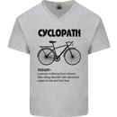 Cyclopath Funny Cycling Cyclist Bicycle Mens V-Neck Cotton T-Shirt Sports Grey
