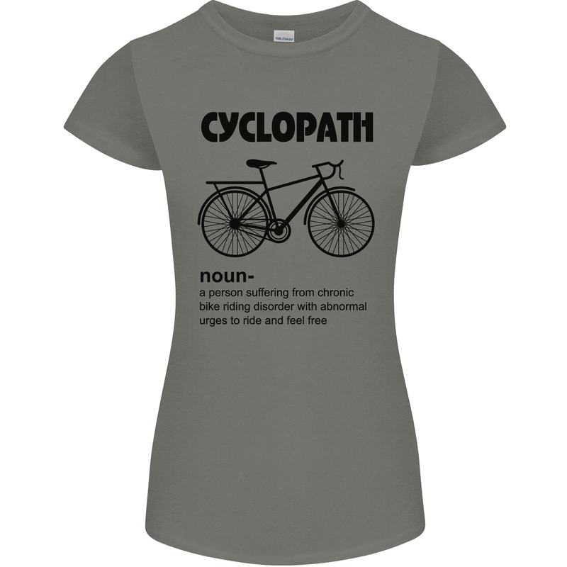 Cyclopath Funny Cycling Cyclist Bicycle Womens Petite Cut T-Shirt Charcoal
