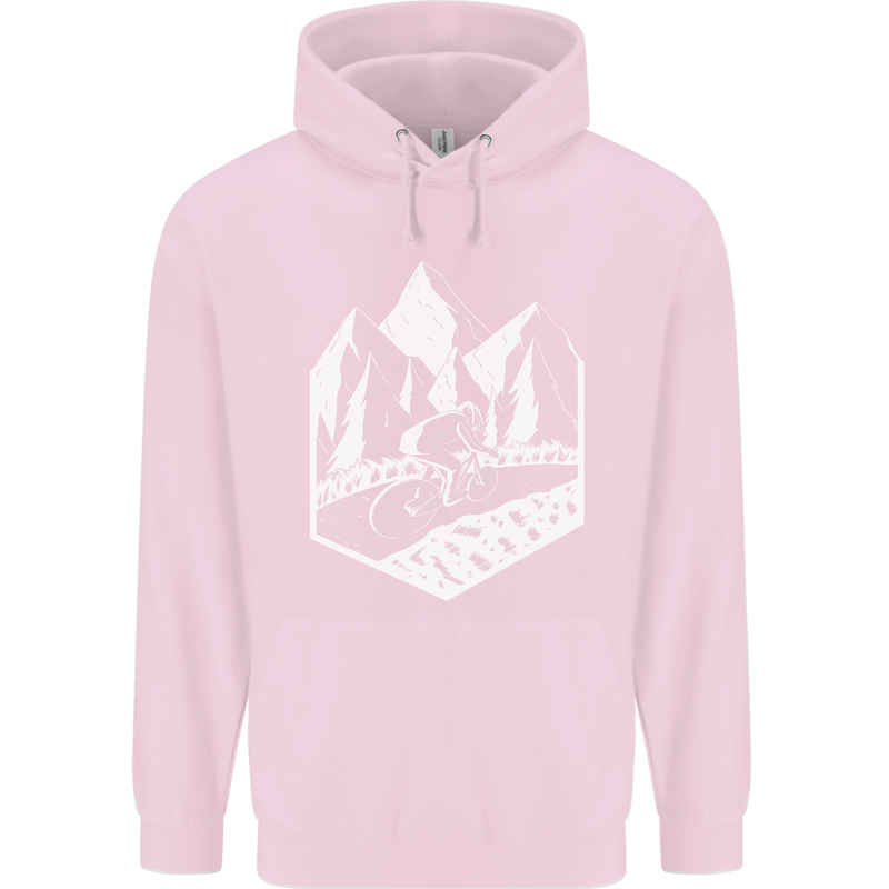 DH Downhill Mountain Biking Cycling Bicycle Childrens Kids Hoodie Light Pink