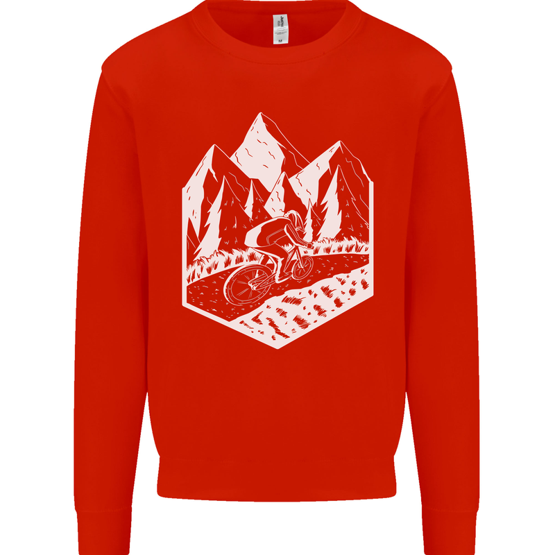 DH Downhill Mountain Biking Cycling Bicycle Kids Sweatshirt Jumper Bright Red