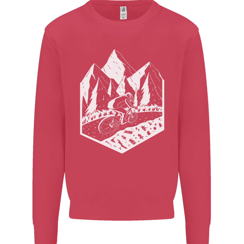 DH Downhill Mountain Biking Cycling Bicycle Kids Sweatshirt Jumper Heliconia