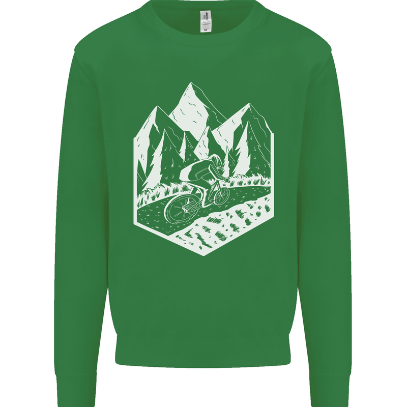 DH Downhill Mountain Biking Cycling Bicycle Kids Sweatshirt Jumper Irish Green