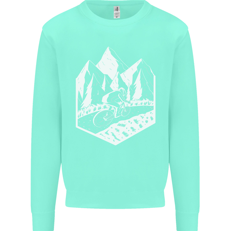 DH Downhill Mountain Biking Cycling Bicycle Kids Sweatshirt Jumper Peppermint