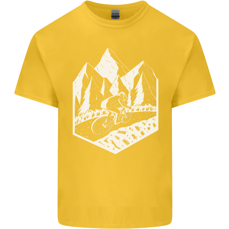 DH Downhill Mountain Biking Cycling Bicycle Kids T-Shirt Childrens Yellow