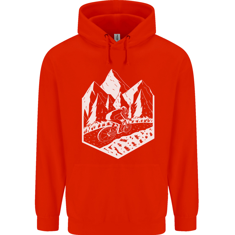 DH Downhill Mountain Biking Cycling Bicycle Mens 80% Cotton Hoodie Bright Red