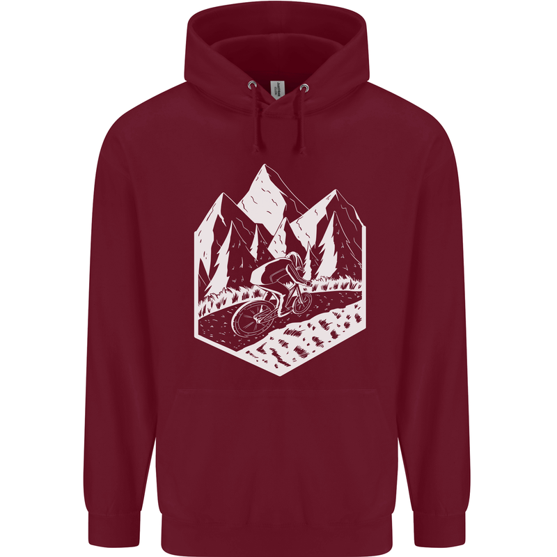 DH Downhill Mountain Biking Cycling Bicycle Mens 80% Cotton Hoodie Maroon