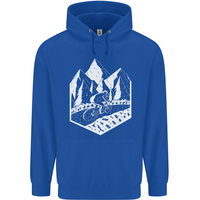 DH Downhill Mountain Biking Cycling Bicycle Mens 80% Cotton Hoodie Royal Blue