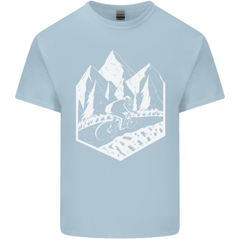 DH Downhill Mountain Biking Cycling Bicycle Mens Cotton T-Shirt Tee Top Light Blue