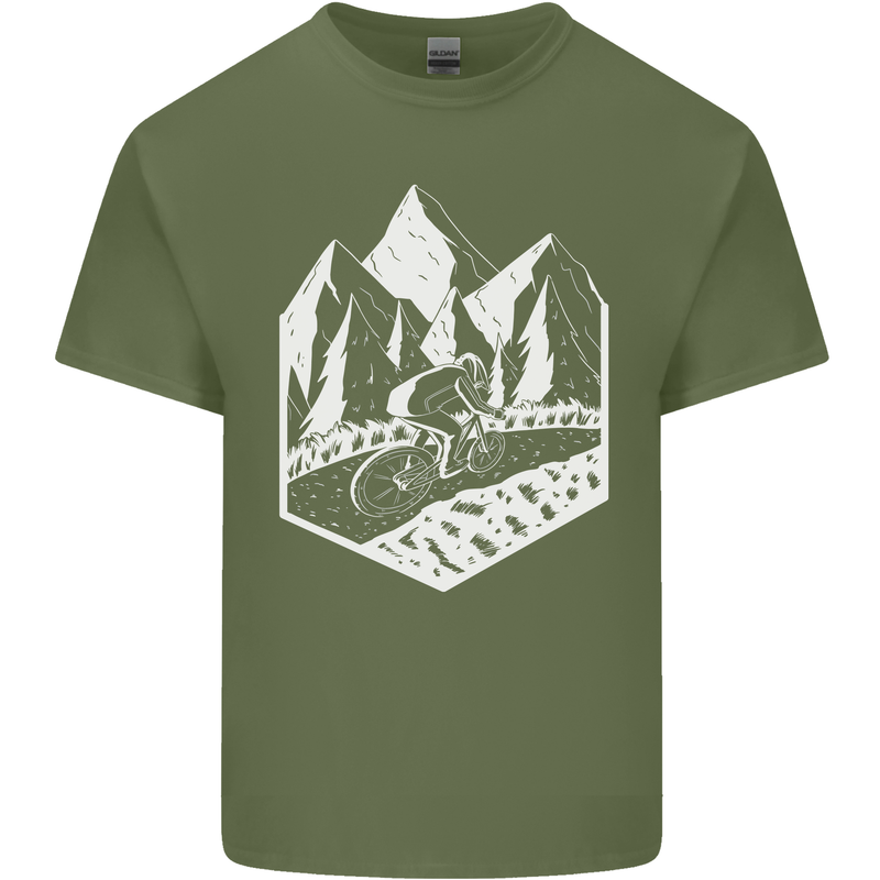 DH Downhill Mountain Biking Cycling Bicycle Mens Cotton T-Shirt Tee Top Military Green