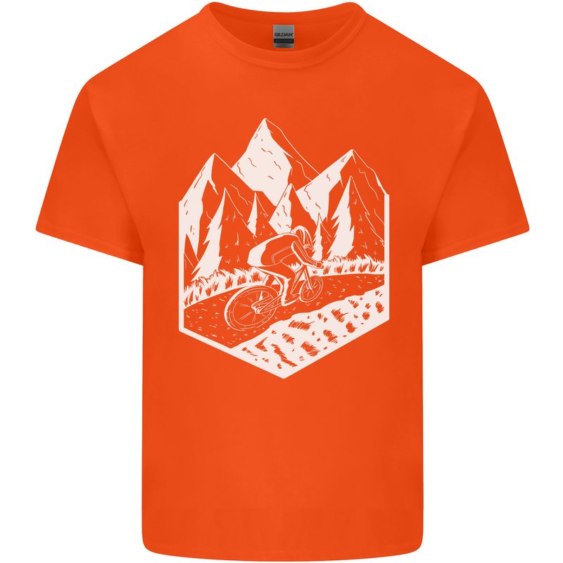 DH Downhill Mountain Biking Cycling Bicycle Mens Cotton T-Shirt Tee Top Orange