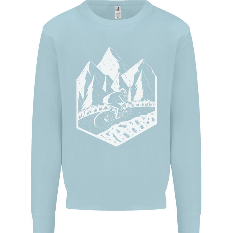 DH Downhill Mountain Biking Cycling Bicycle Mens Sweatshirt Jumper Light Blue