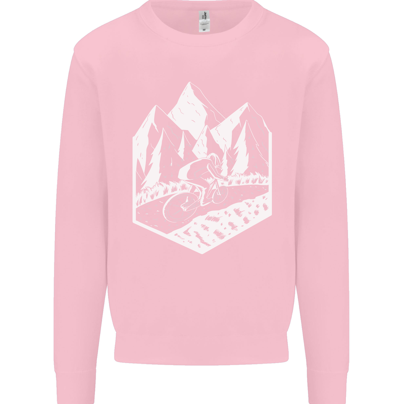 DH Downhill Mountain Biking Cycling Bicycle Mens Sweatshirt Jumper Light Pink