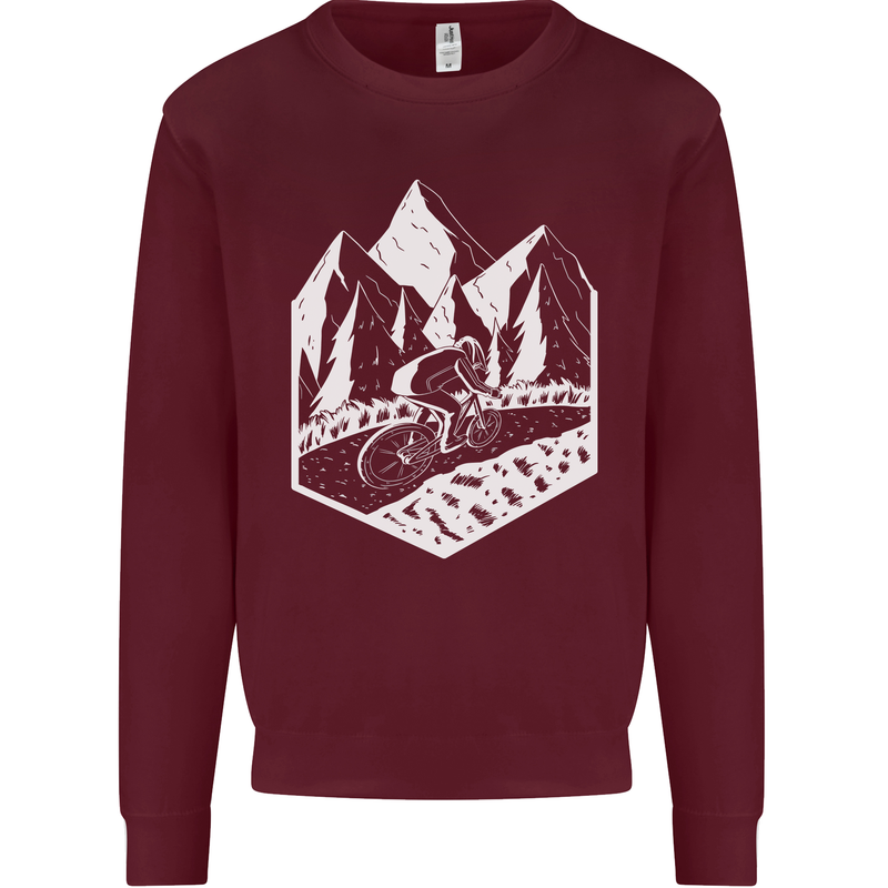 DH Downhill Mountain Biking Cycling Bicycle Mens Sweatshirt Jumper Maroon