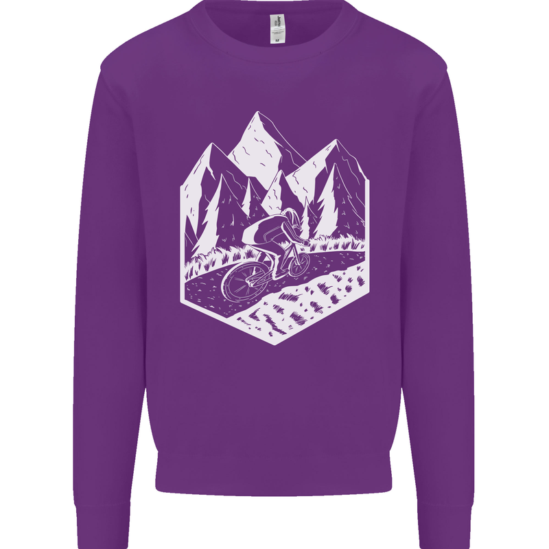 DH Downhill Mountain Biking Cycling Bicycle Mens Sweatshirt Jumper Purple