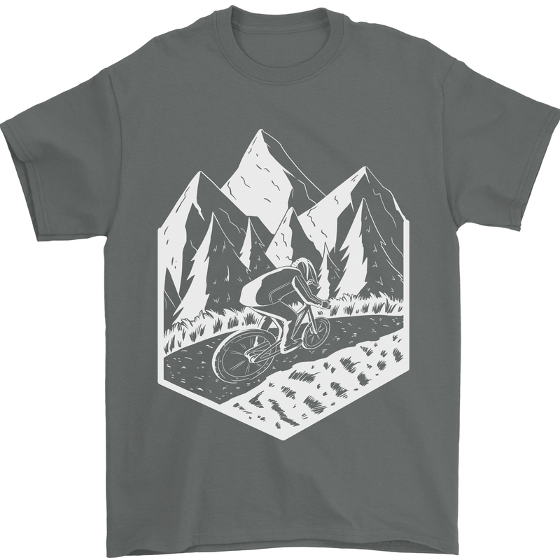 DH Downhill Mountain Biking Cycling Bicycle Mens T-Shirt 100% Cotton Charcoal