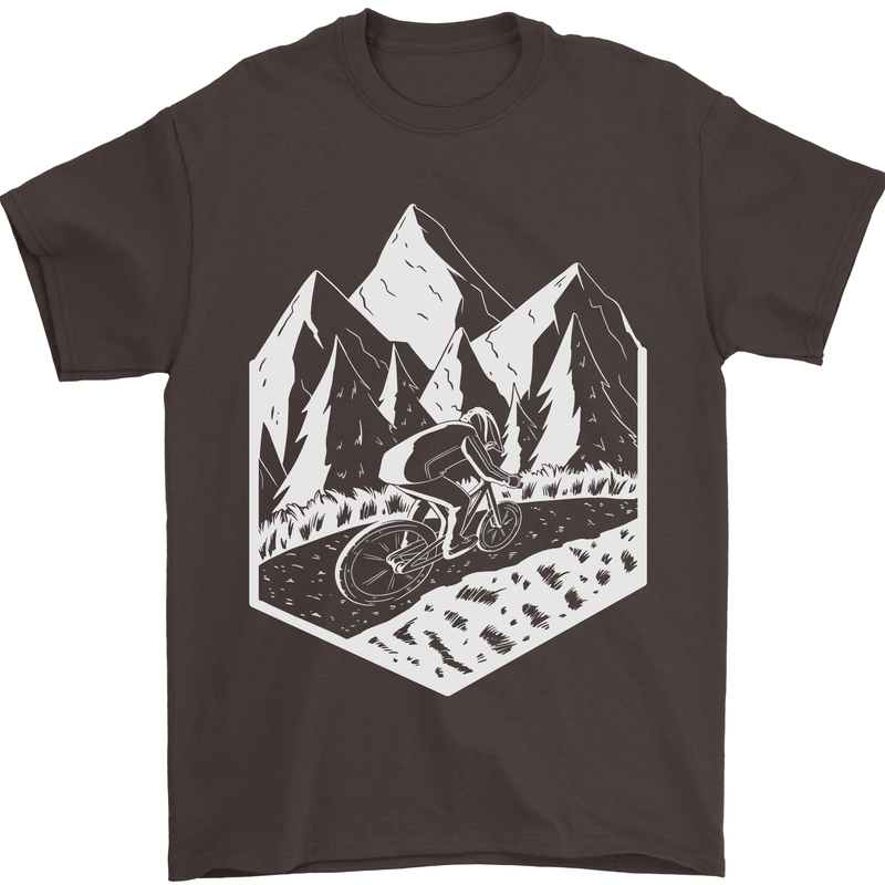 DH Downhill Mountain Biking Cycling Bicycle Mens T-Shirt 100% Cotton Dark Chocolate