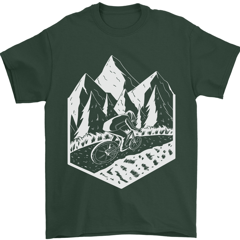 DH Downhill Mountain Biking Cycling Bicycle Mens T-Shirt 100% Cotton Forest Green