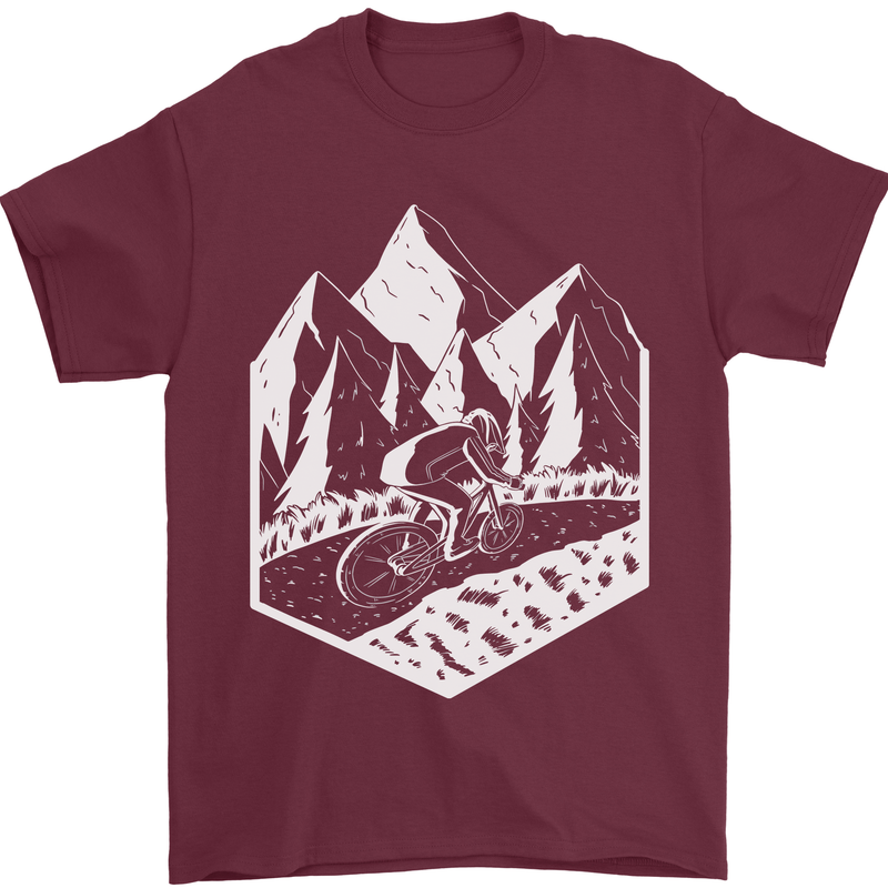 DH Downhill Mountain Biking Cycling Bicycle Mens T-Shirt 100% Cotton Maroon