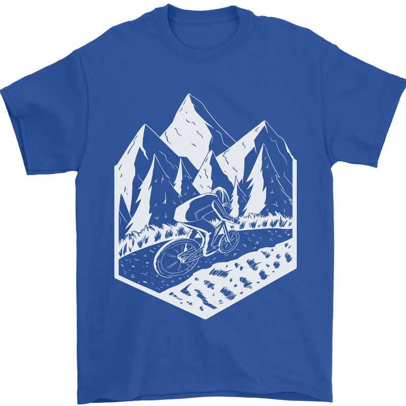 DH Downhill Mountain Biking Cycling Bicycle Mens T-Shirt 100% Cotton Royal Blue