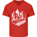 DH Downhill Mountain Biking Cycling Bicycle Mens V-Neck Cotton T-Shirt Red