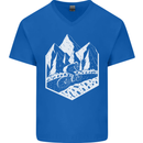 DH Downhill Mountain Biking Cycling Bicycle Mens V-Neck Cotton T-Shirt Royal Blue