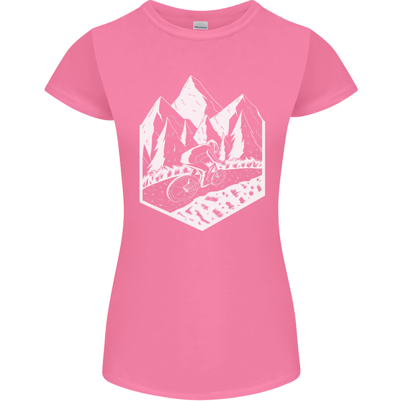 DH Downhill Mountain Biking Cycling Bicycle Womens Petite Cut T-Shirt Azalea