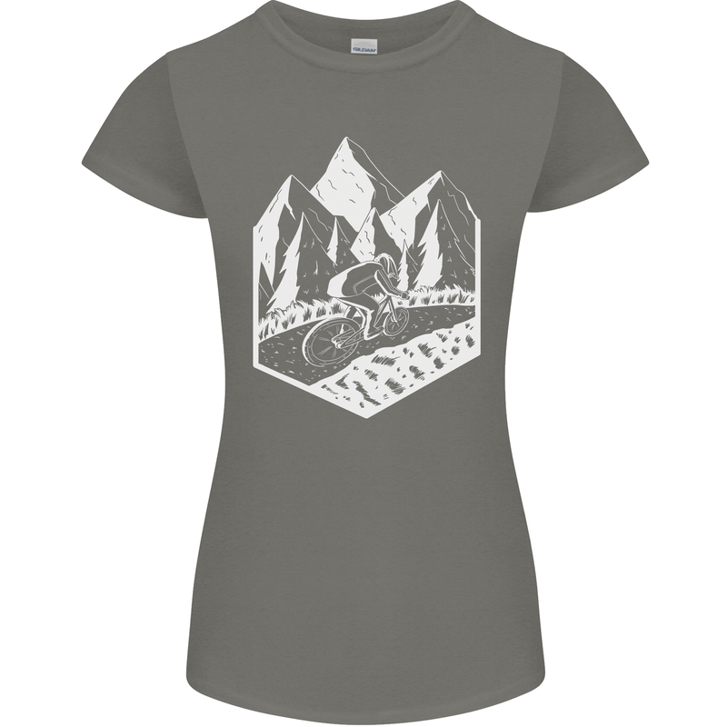 DH Downhill Mountain Biking Cycling Bicycle Womens Petite Cut T-Shirt Charcoal