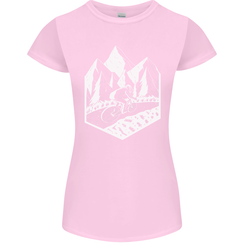 DH Downhill Mountain Biking Cycling Bicycle Womens Petite Cut T-Shirt Light Pink