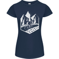 DH Downhill Mountain Biking Cycling Bicycle Womens Petite Cut T-Shirt Navy Blue