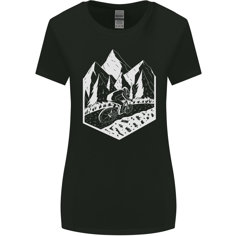 DH Downhill Mountain Biking Cycling Bicycle Womens Wider Cut T-Shirt Black