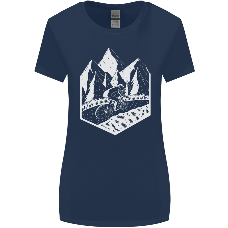 DH Downhill Mountain Biking Cycling Bicycle Womens Wider Cut T-Shirt Navy Blue