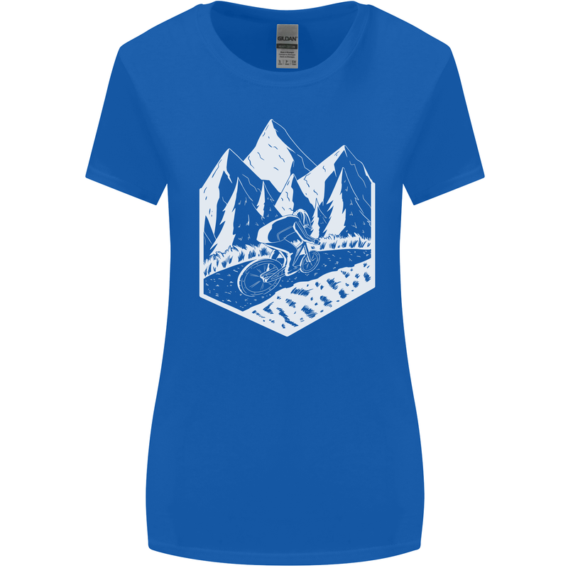 DH Downhill Mountain Biking Cycling Bicycle Womens Wider Cut T-Shirt Royal Blue