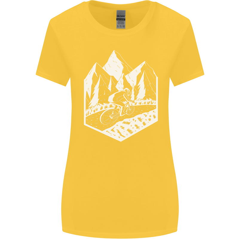 DH Downhill Mountain Biking Cycling Bicycle Womens Wider Cut T-Shirt Yellow