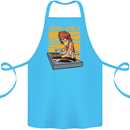 DJ Decks Vinyl Only Funny DJing Turntable Cotton Apron 100% Organic Turquoise