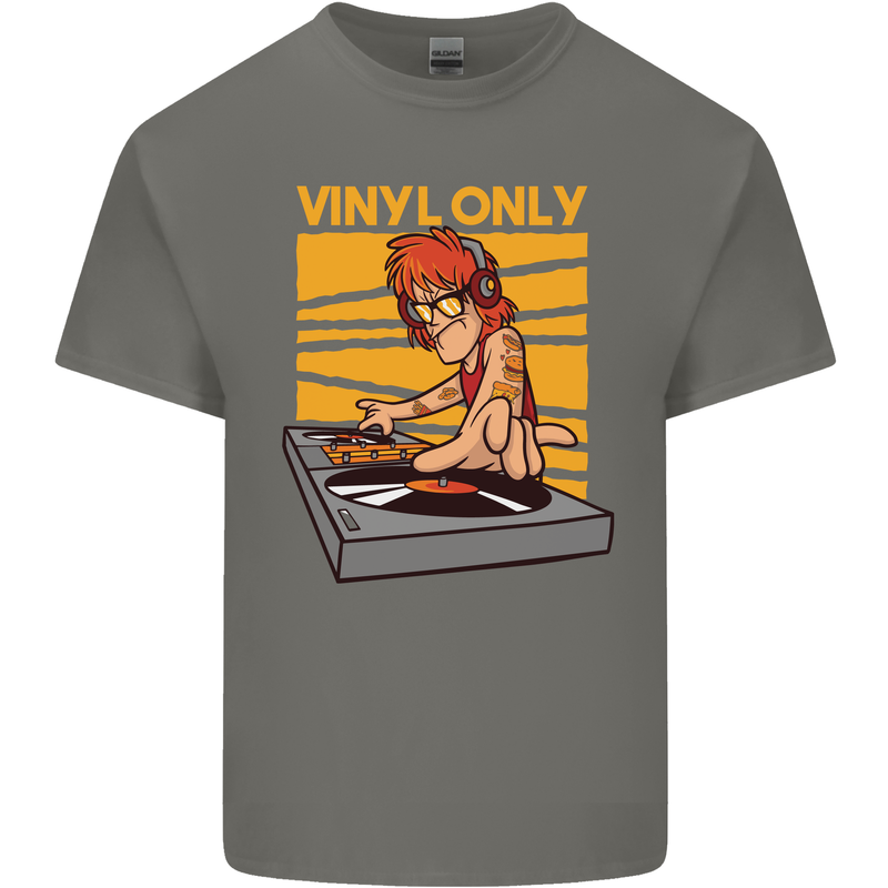 DJ Decks Vinyl Only Funny DJing Turntable Kids T-Shirt Childrens Charcoal
