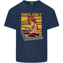DJ Decks Vinyl Only Funny DJing Turntable Kids T-Shirt Childrens Navy Blue