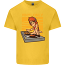 DJ Decks Vinyl Only Funny DJing Turntable Kids T-Shirt Childrens Yellow