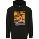DJ Decks Vinyl Only Funny DJing Turntable Mens 80% Cotton Hoodie Black