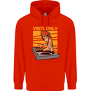 DJ Decks Vinyl Only Funny DJing Turntable Mens 80% Cotton Hoodie Bright Red