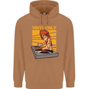 DJ Decks Vinyl Only Funny DJing Turntable Mens 80% Cotton Hoodie Caramel Latte