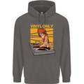 DJ Decks Vinyl Only Funny DJing Turntable Mens 80% Cotton Hoodie Charcoal