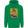 DJ Decks Vinyl Only Funny DJing Turntable Mens 80% Cotton Hoodie Irish Green