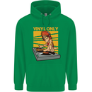 DJ Decks Vinyl Only Funny DJing Turntable Mens 80% Cotton Hoodie Irish Green