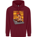 DJ Decks Vinyl Only Funny DJing Turntable Mens 80% Cotton Hoodie Maroon